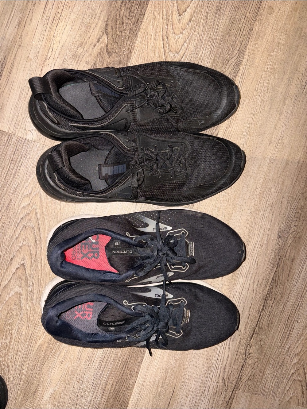 Black Puma and Brooks running shoe bundle sz 11